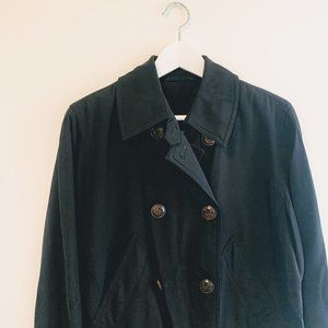 Vintage Black Trench Coat with Buttons S